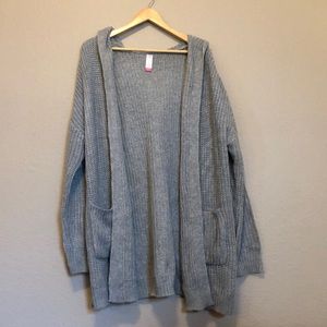 Gray Size XXL Open Hooded Sweater